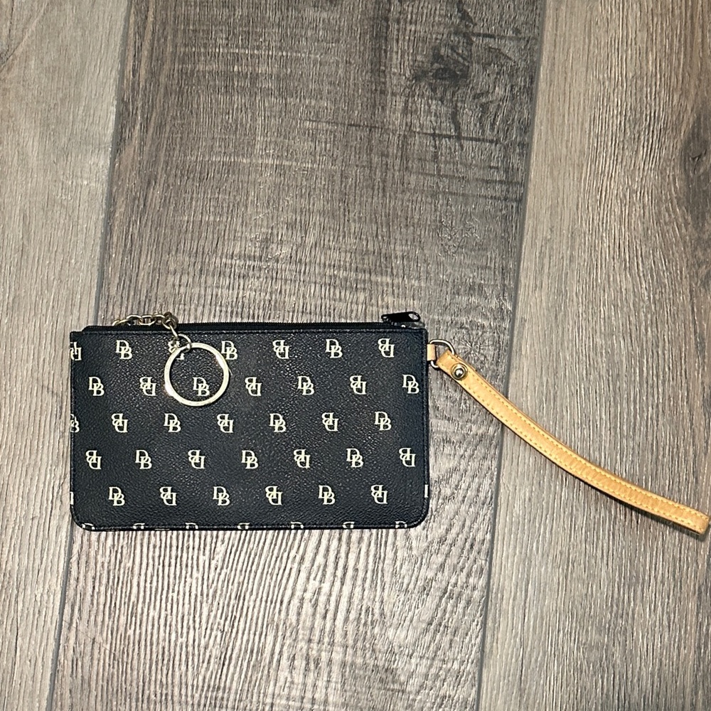 Dooney & Bourke Black and Tan Wristlet Clutch